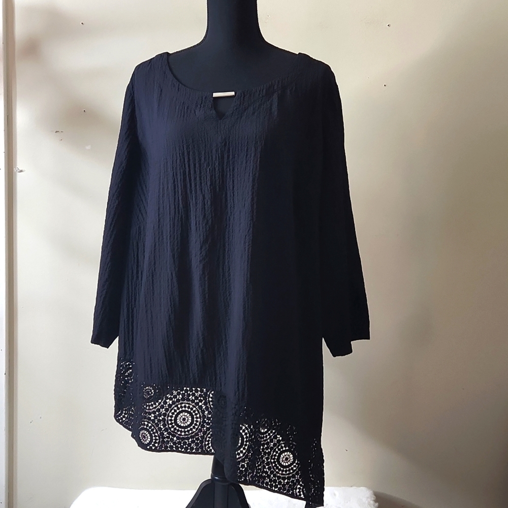 Black Gauze Flowy Whimsigoth Witchy asymmetrical Blouse Top